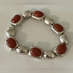 Sterling silver with coral stones bracelet